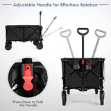 6.6 cu. ft. 600D Double-Layer Oxford Fabric Folding Wagon Outdoor Garden Cart with Carry Bag in Black