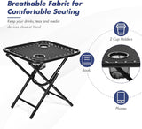 Steel Outdoor Chaise Lounge Chair with Side table and Pillow