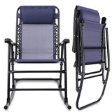Black Metal Outdoor Rocking Chair with Headrest