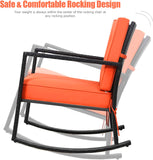 Metal Outdoor Rocking Chair with Orange Cushion