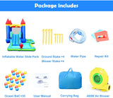 Multi-Color Inflatable Water Slide Kids Bounce House with Air Pump and Carrying Case