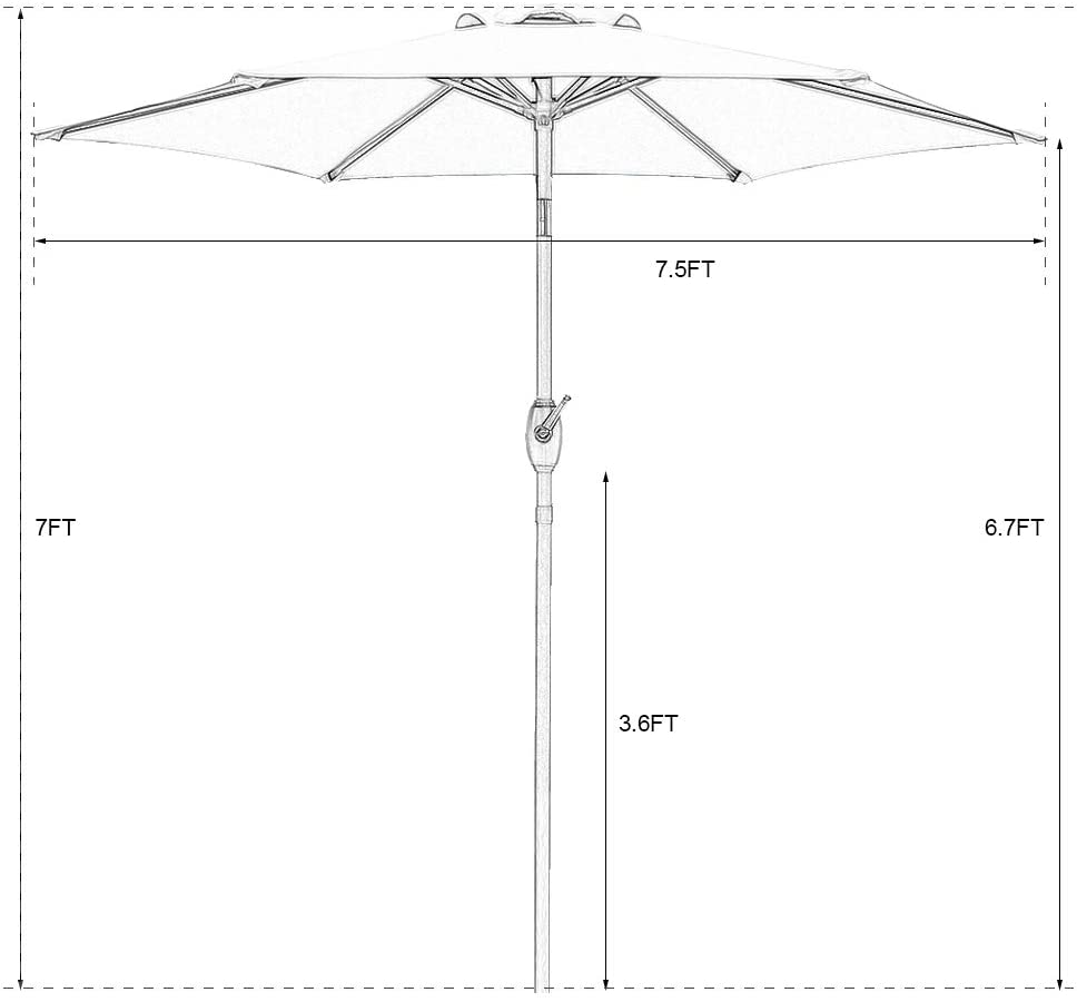 7.5 ft. Market Outdoor Patio Umbrella with Push Button Tilt and Crank in Beige