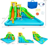 Deluxe Multi-Colored Inflatable Water Park with Slides, Water Blaster and Climbing Wall - Blower and Carry Case Included