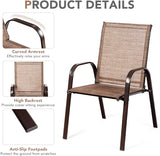 Mix and Match Stackable Brown Steel Sling Outdoor Patio Dining Chair in Brown (2-Pack)