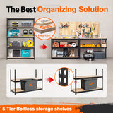 Black 5-Tier Heavy Duty Steel Garage Storage Shelving (48 in. W x 72 in. H x 24 in. D)