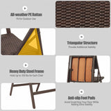 Brown Folding Metal Outdoor Dining Chair (Set of 2)