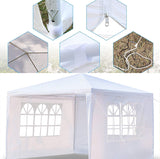 10 ft. x 10 ft. White Canopy Tent Heavy-Duty Wedding Party Tent Canopy with 3 Removable Side Walls