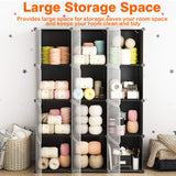 57 in. H x 42 in. W x 14.5 in. D Black Polypropylene Portable Closet with 12 Cubes