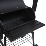 Heavy-Duty Charcoal Grill Offset Smoker with Cover in Black