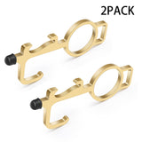 Antimicrobial Keychain Tool with Bottle Opener Brass Hygiene Door Opener (2 Pack)