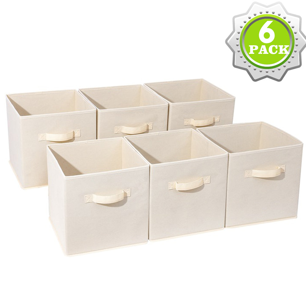 6 Pack - SUGIFT Foldable Cube Storage Bin, Beige