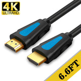 4K HDMI Cable 6.6ft, Gold-plated Connectors High Speed 18Gbps HDMI 2.0 Cable, 4K 60Hz / 2K 144Hz,Ultra HD,2160P, 1080P, ARC