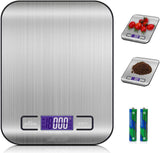 SKONYON Digital Kitchen Scale Food Scale, 11 lb/5 kg Stainless Steel LCD Display Tare Function Automatic Shutdown, Silver