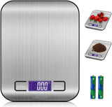 SKONYON Digital Kitchen Scale Food Scale, 11 lb/5 kg Stainless Steel LCD Display Tare Function Automatic Shutdown, Silver