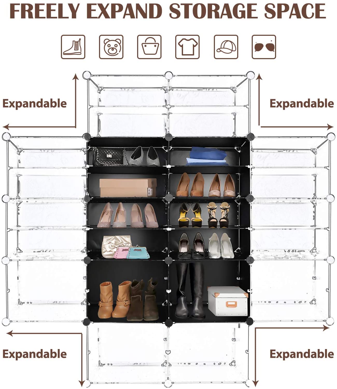 18-Pair Shoe Cabinet, 6-Tier Shoe Rack Organizer Cabinet with Door