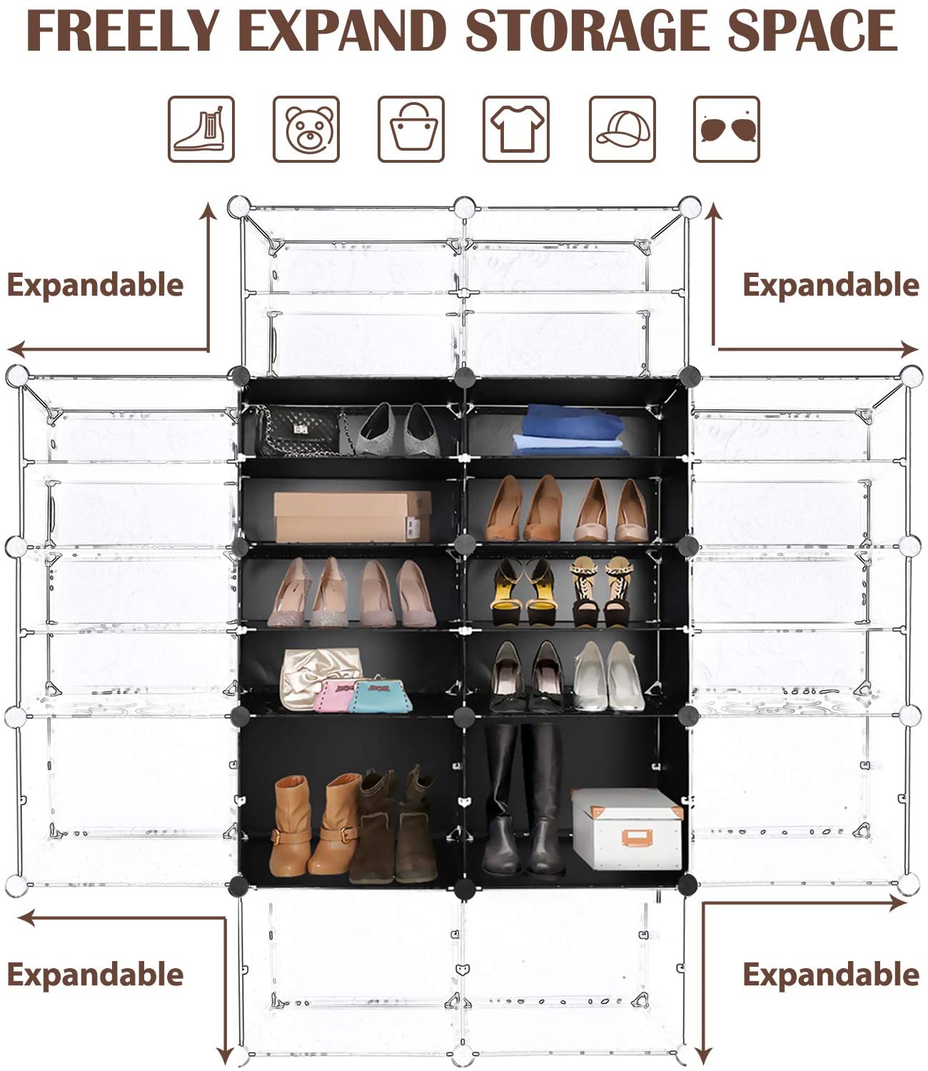 Entryway Shoe Bench 18-Cube Shoe Storage Organizer with Wall Mounted Coat  Rack