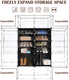 Portable Shoe Rack Organizer, 6-Tier Plastic Cube Storage Tower Shelves for 24 pairs of shoes, Modular Cabinet for Hallway Bedroom Closet Entryway, Black