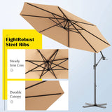 10 ft. Steel Cantilever Solar LED Offset Outdoor Patio Umbrella in Beige