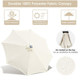 10 ft. Steel Market Tilt Patio Umbrella with Crank and Solar LED in Beige