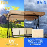 3-Person Brown Metal Outdoor Patio Swing Chair with Strong Textilence Seats