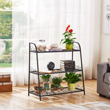 32 in. Tall Indoor/Outdoor Black Metal Plant Stand (3 Tiered)