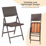 Brown Folding Metal Outdoor Dining Chair (Set of 2)