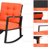 Metal Outdoor Rocking Chair with Orange Cushion