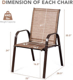 Mix and Match Stackable Brown Steel Sling Outdoor Patio Dining Chair in Brown (2-Pack)