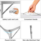 26 in. H Rectangle Aluminum Folding Portable Outdoor Picnic Table