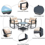 Black Wicker Outdoor Rocking Chairs Set with Beige Cushions