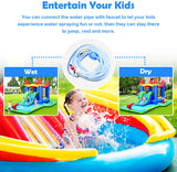 Multi-Color Inflatable Water Slide Kids Bounce House with Air Pump and Carrying Case