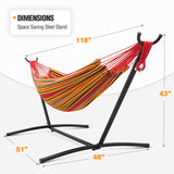 10 ft. Fabric Cotton Hammock Bed with Space Saving Steel Stand, Tropical (450 lbs. Capacity- Premium Carry Bag Included)