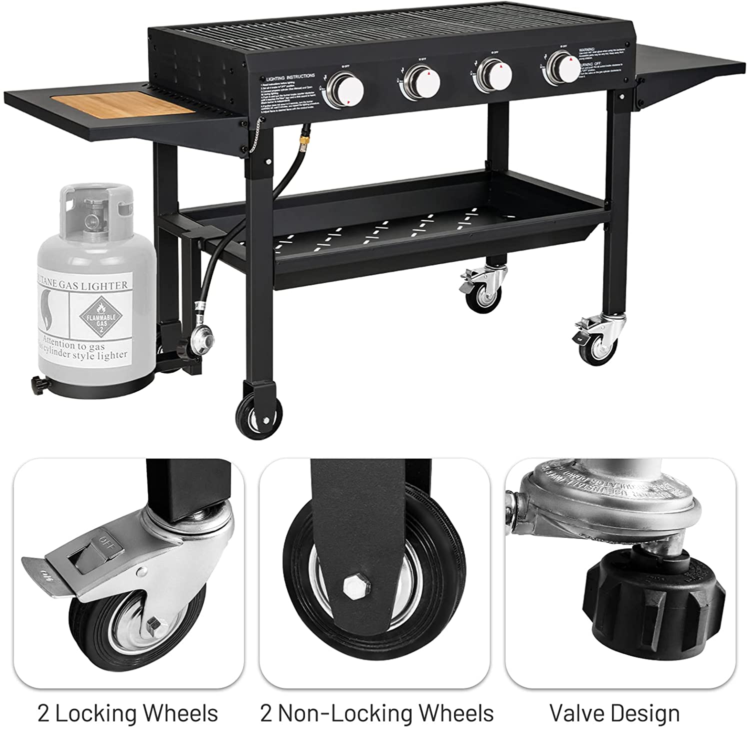 4-Burner Propane Gas Grill with Griddle Top