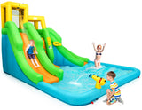 Deluxe Multi-Colored Inflatable Water Park with Slides, Water Blaster and Climbing Wall - Blower and Carry Case Included