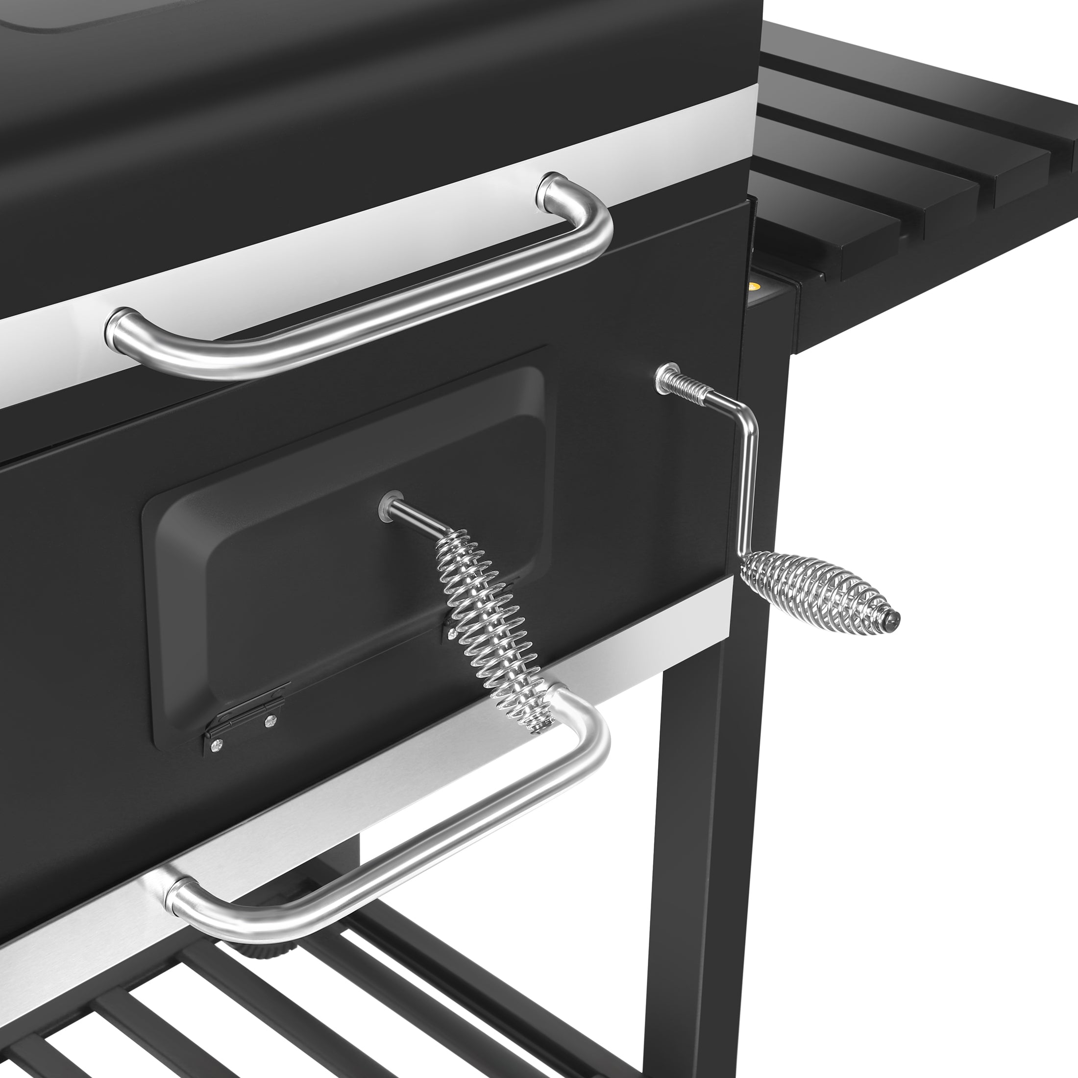 Heavy-Duty Extra-Large Charcoal Grill with Foldable Side Shelves in Black