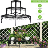 24 in. Tall Indoor/Outdoor Black Metal Plant Stand (3-Tiered)