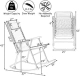 Black Metal Outdoor Rocking Chair with Headrest