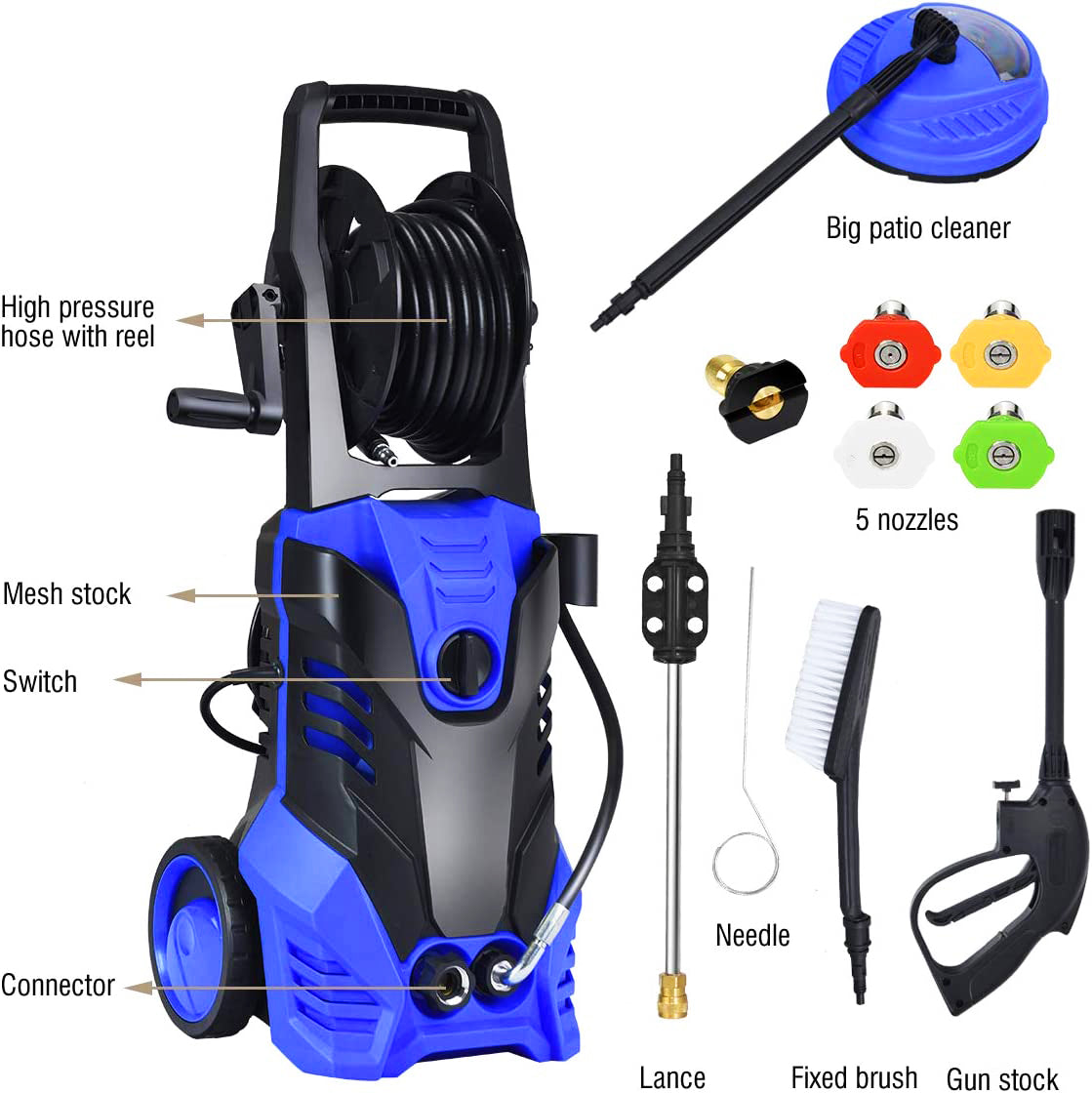 3000 Maximum PSI 2 GPM 13 Amp Cold Water Electric Pressure Washer with –  Skonyon