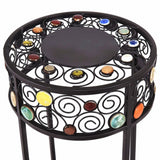 Outdoor Black Metal Plant Stands with Crystal Floral Accents Round (Set of 3)