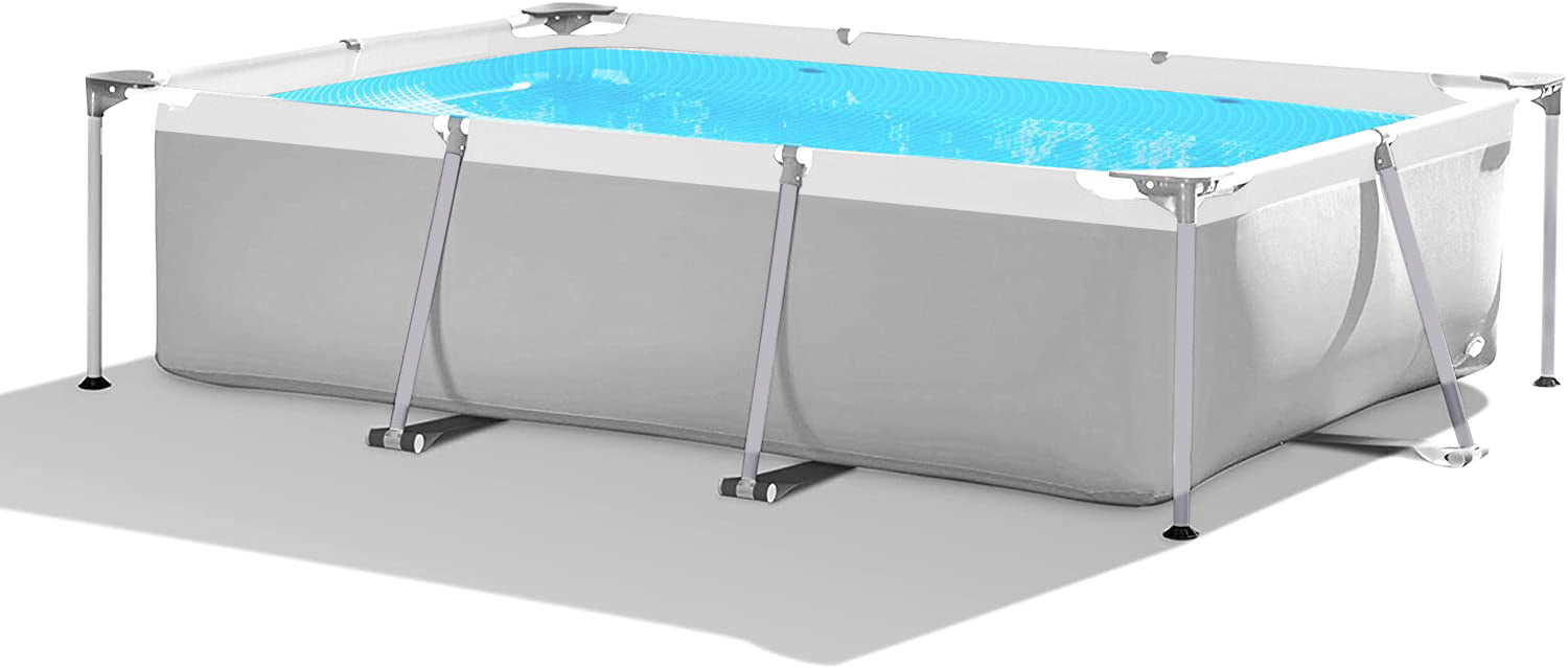 SKONYON Above Ground Swimming Pool 10 ft x 6.8 ft Outdoor Rectangular Metal Frame Pool for Kids and Adults, Family Swimming Pools Above Ground for Backyard Garden Patio (Pool Only)