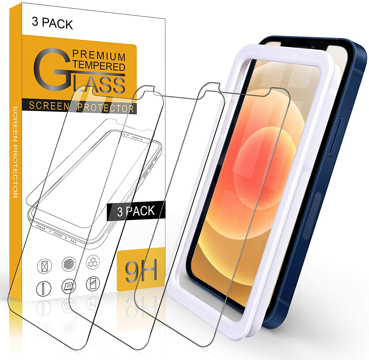 SUGIFT Screen Protector for iPhone 12 / iPhone 12 Pro 6.1 inch 3 Pack