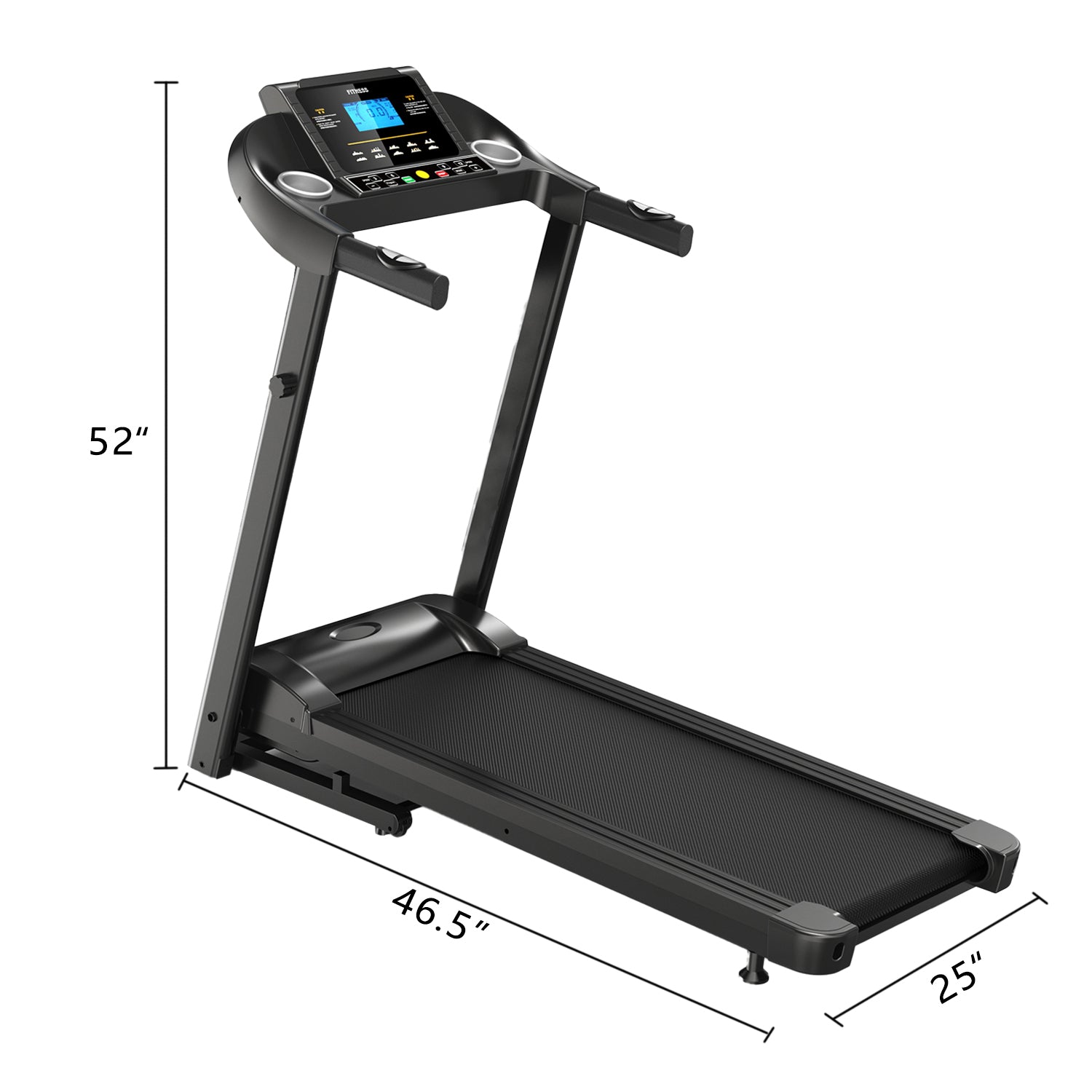 Home Gym Smart Fitness Equipment Foldable Motorized Treadmill 5" LCD Display with Air Spring, Manual Incline, MP3