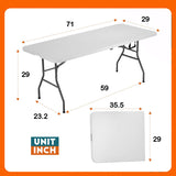 72 in. Granite White Plastic Fold-In-Half Folding Table