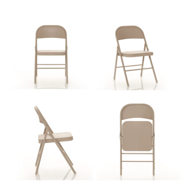 SKONYON Steel Folding Chair (4 Pack), White