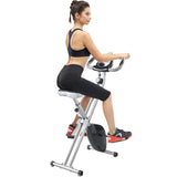 Folding Exercise Bike Magnetic Stationary Folding Indoor Cycling Bike with Adjustable Resistance & LCD Monitor & Pulse Sensor for Home Maximum