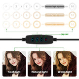 SKONYON LED Ring Light 6" with Tripod Stand for YouTube Video and Makeup, Mini LED Camera Light with Cell Phone Holder Desktop LED Lamp with 3 Light Modes & 10 Brightness Level (6")