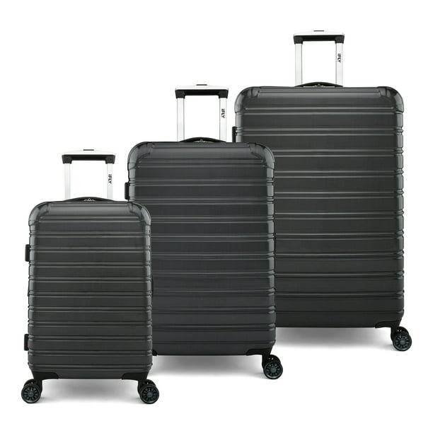 SKONYON 3 Piece Hardside Luggage Set, Black