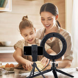 SKONYON LED Ring Light 6" with Tripod Stand for YouTube Video and Makeup, Mini LED Camera Light with Cell Phone Holder Desktop LED Lamp with 3 Light Modes & 10 Brightness Level (6")