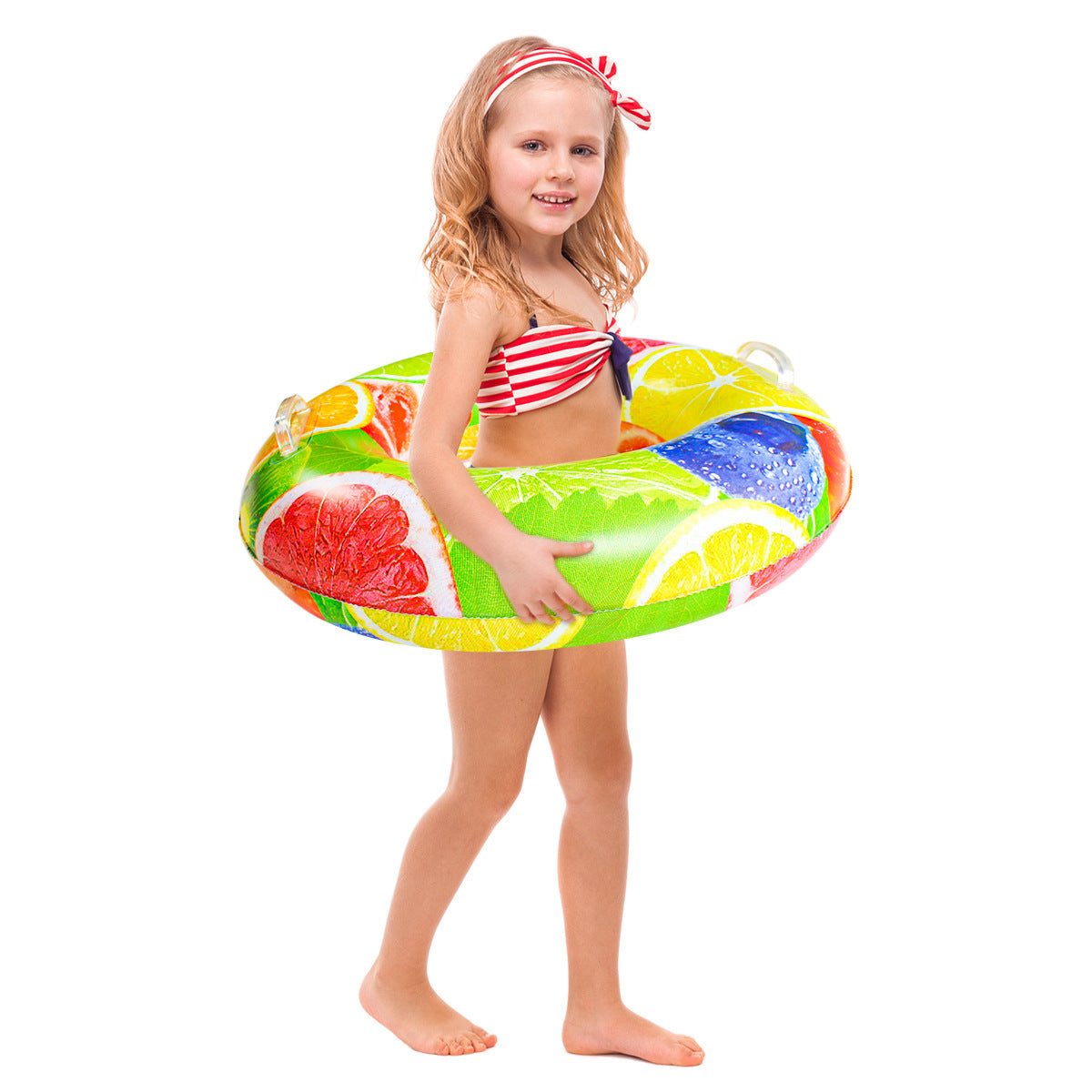 Inflatable Fruit Pool Float with Two Handle Swim Ring for Adult and Child, Floaties with Ball Water Fun Large Blow Up Summer Beach Swimming Raft Adult