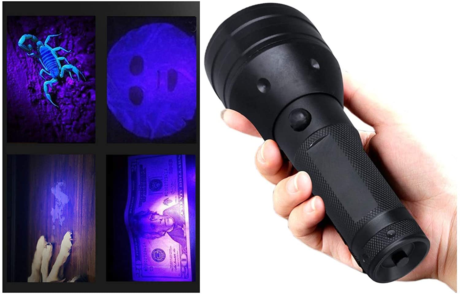 UV Flashlight 51 LED 395 Nm Ultraviolet Blacklight Pet Urine Detector Dry Stains and Bed Bugs Detector